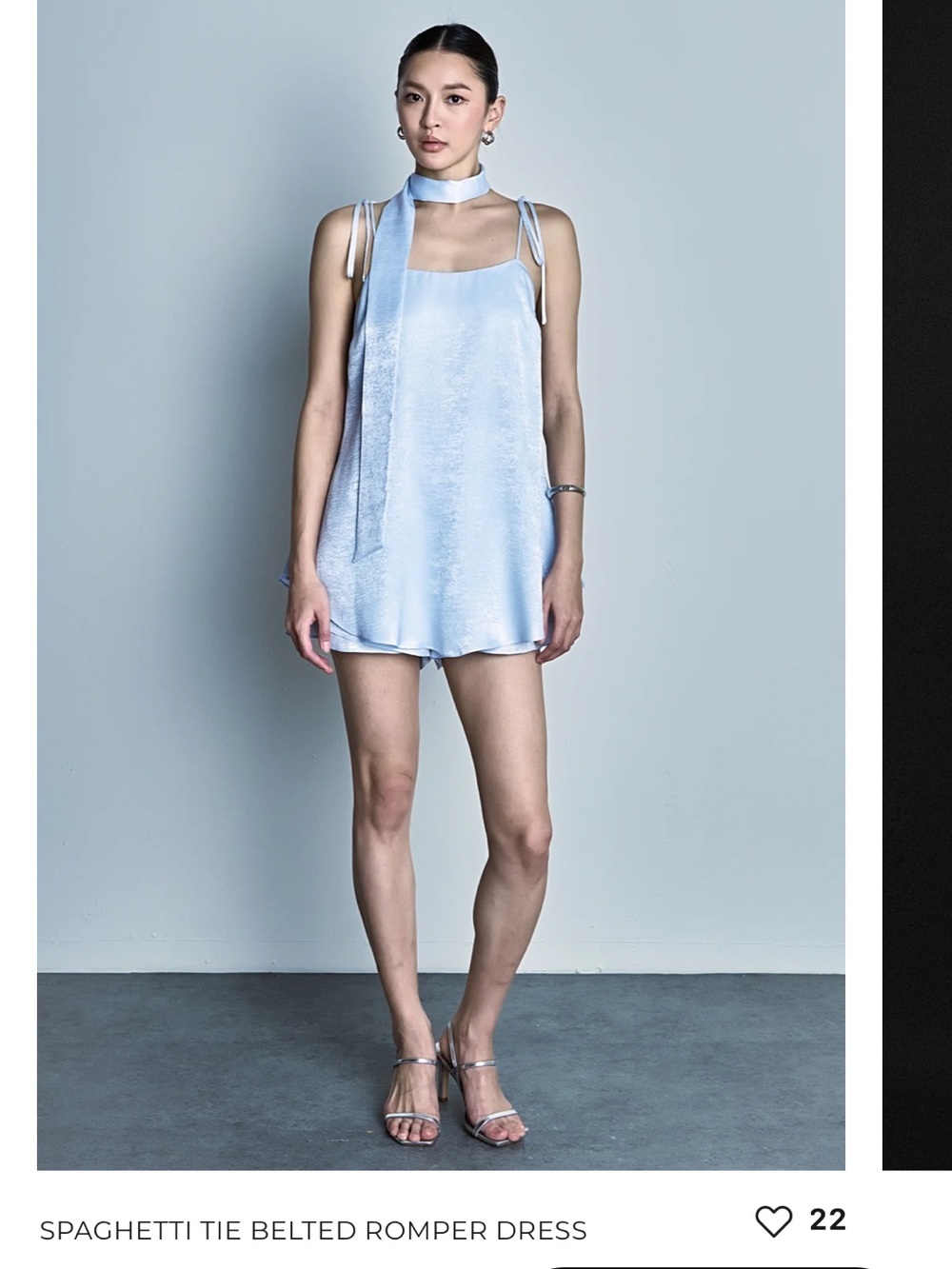 NEW Endless Rose Spaghetti Tie Belted Romper Dress - Light Blue